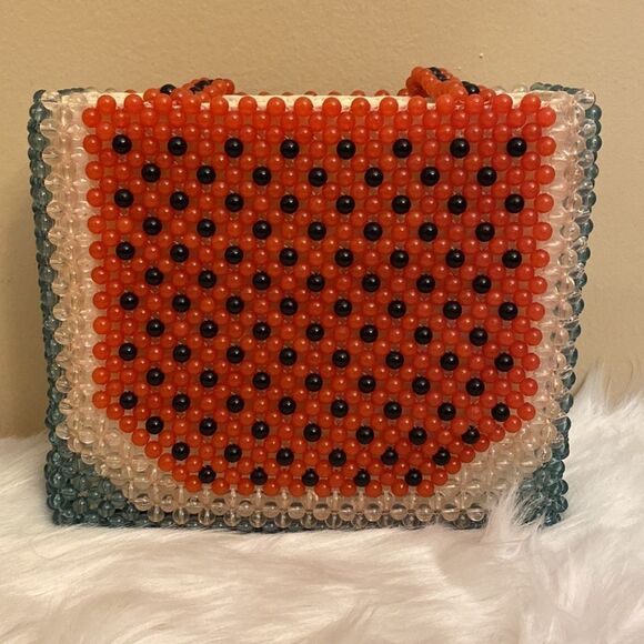 NWT Cynthia Rowley | Rare Watermelon Acrylic Beaded Tote Shoulder Bag 🍉 - Picture 7 of 13